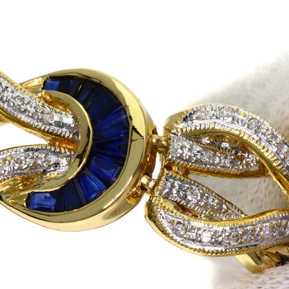 6ct サファイア ダイヤモンド ブレスレット K18イエローゴールド 30g レディース 【中古】