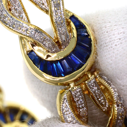 6ct サファイア ダイヤモンド ブレスレット K18イエローゴールド 30g レディース 【中古】