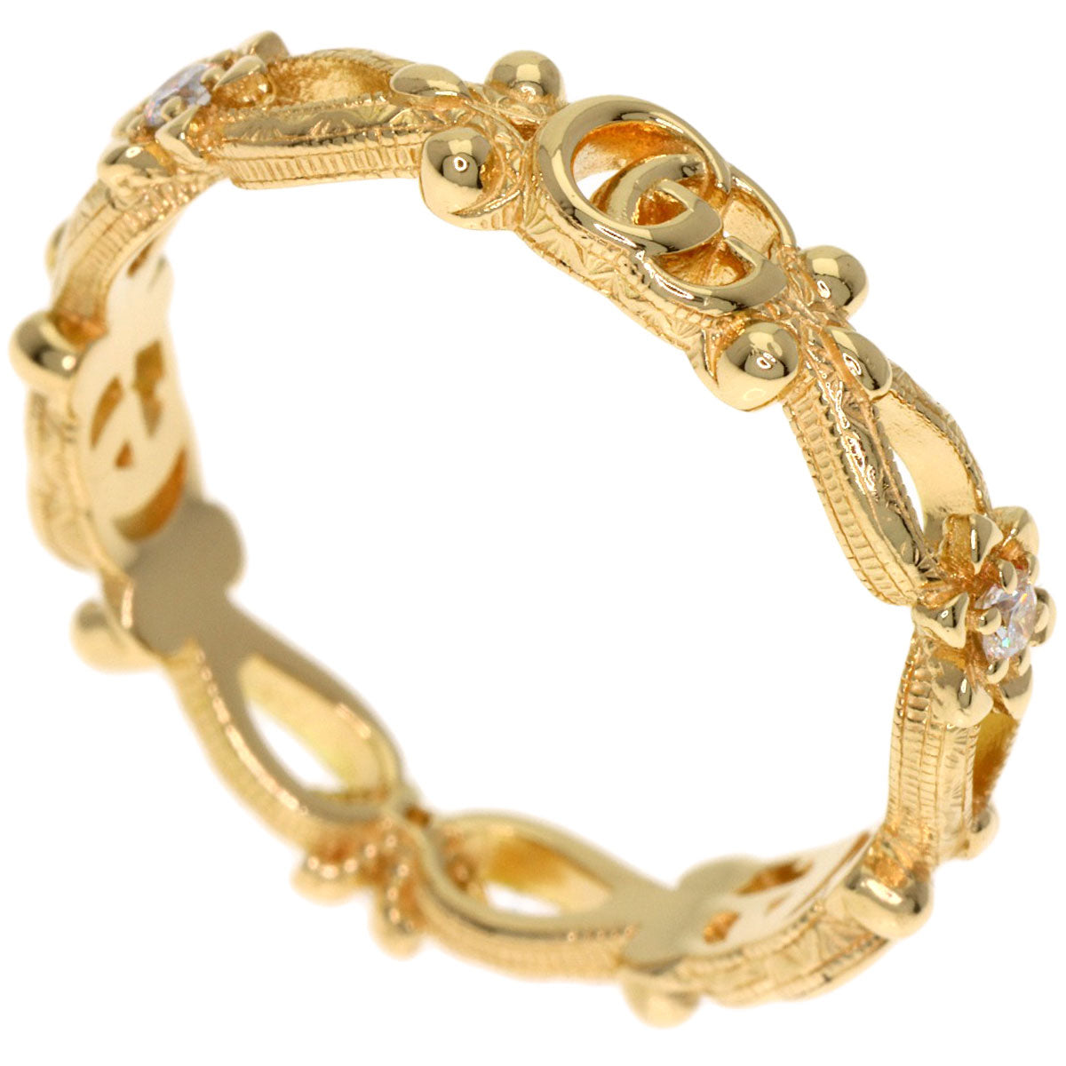 GUCCI Flora Diamond #13 Ring K18 Yellow Gold Ladies [Used]