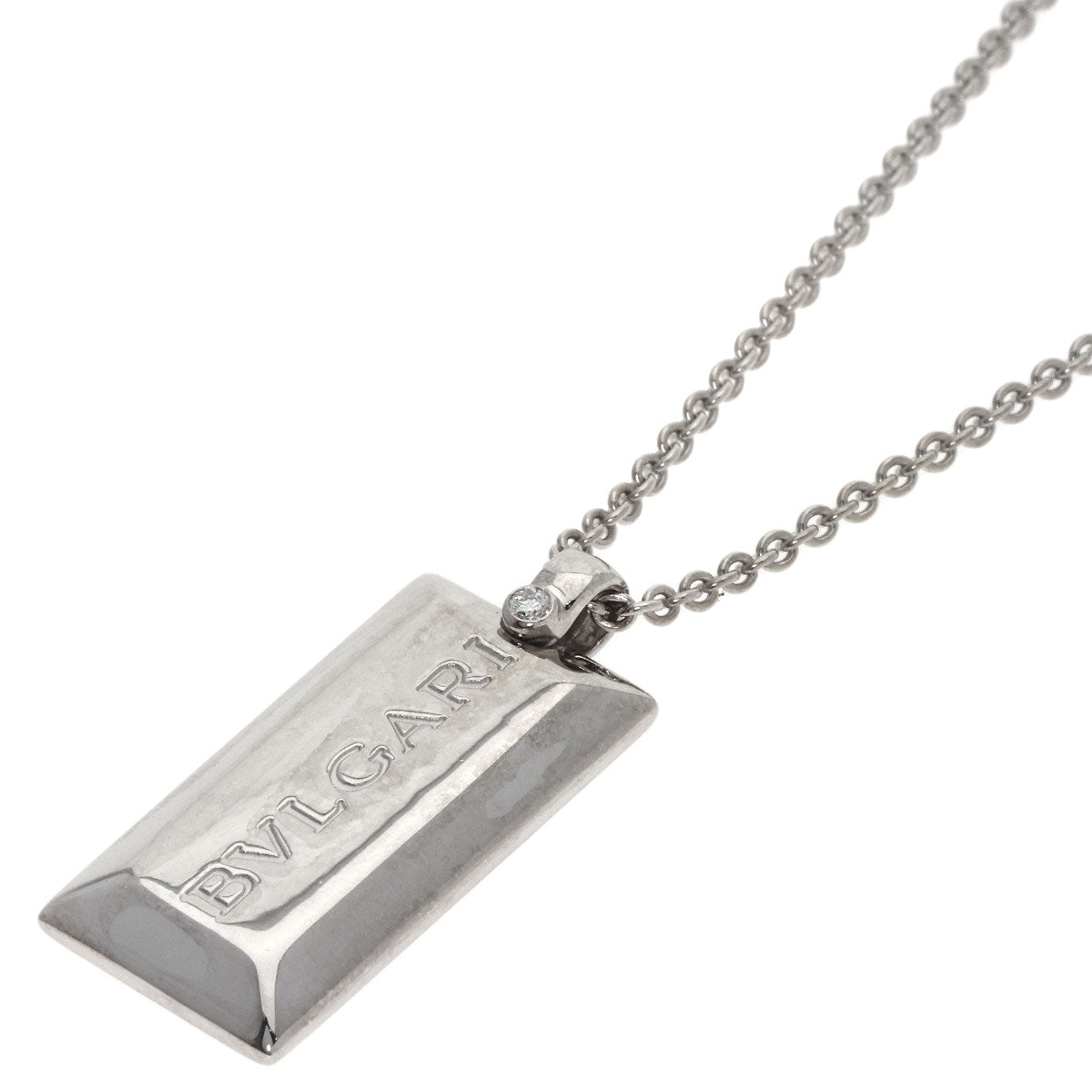 ブルガリ インゴット 1P ダイヤモンド ネックレス K18ホワイトゴールド レディース 【中古】【BVLGARI】