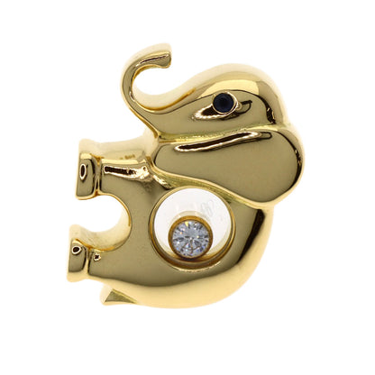 Chopard Happy Diamond Elephant Motif Sapphire Pin Brooch Brooch K18 Yellow Gold Ladies [Used]