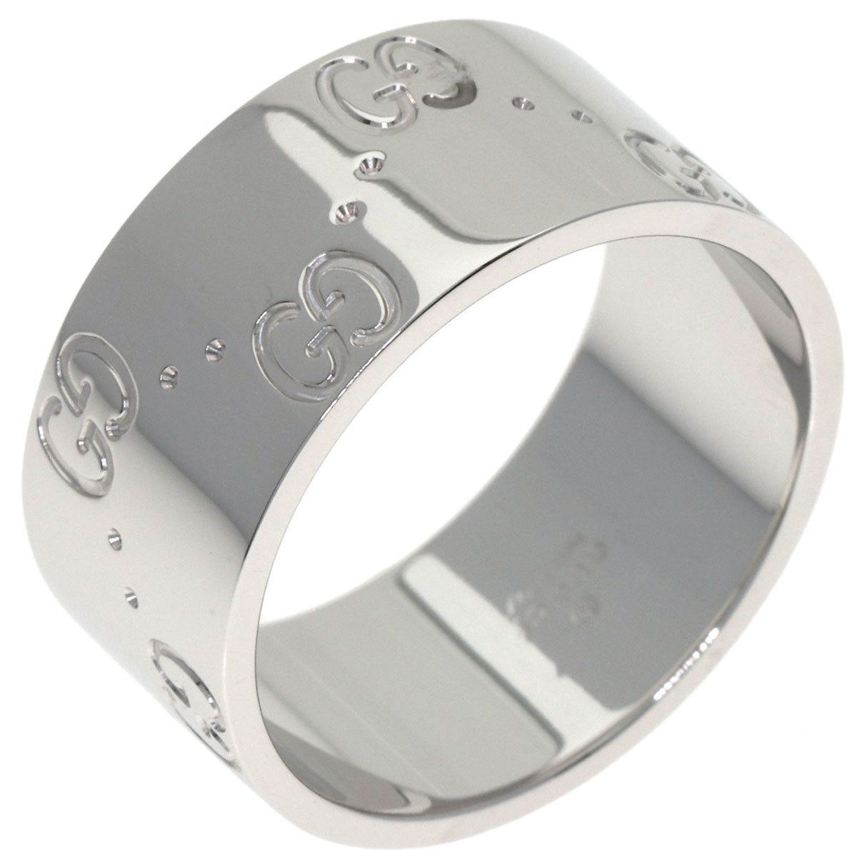 GUCCI Icon Wide #14 Ring K18 White Gold Ladies [Used]