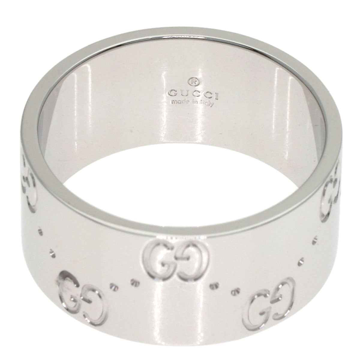 GUCCI Icon Wide #14 Ring K18 White Gold Ladies [Used]