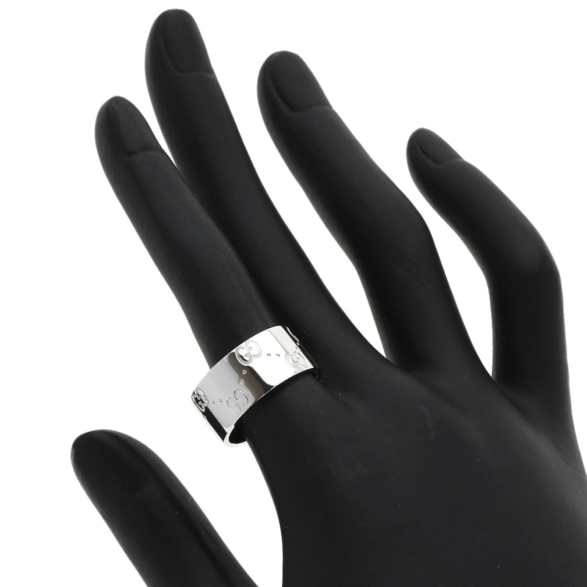 GUCCI Icon Wide #14 Ring K18 White Gold Ladies [Used]