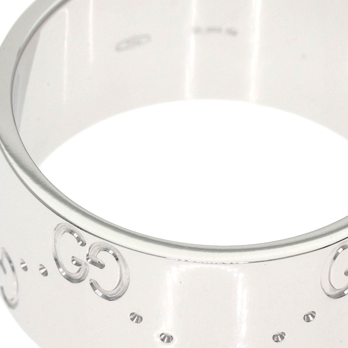 GUCCI Icon Wide #14 Ring K18 White Gold Ladies [Used]