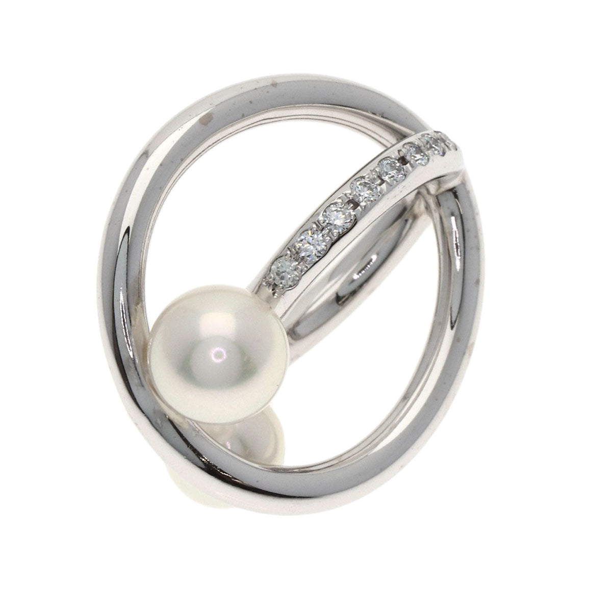 MIKIMOTO Pearl Pearl Diamond Pendant top K18 White Gold Ladies [Used]