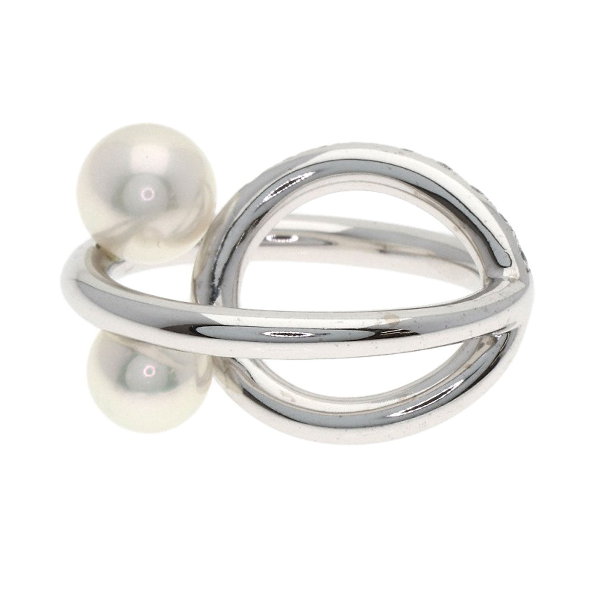MIKIMOTO Pearl Pearl Diamond Pendant top K18 White Gold Ladies [Used]