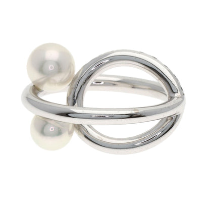 MIKIMOTO Pearl Pearl Diamond Pendant top K18 White Gold Ladies [Used]