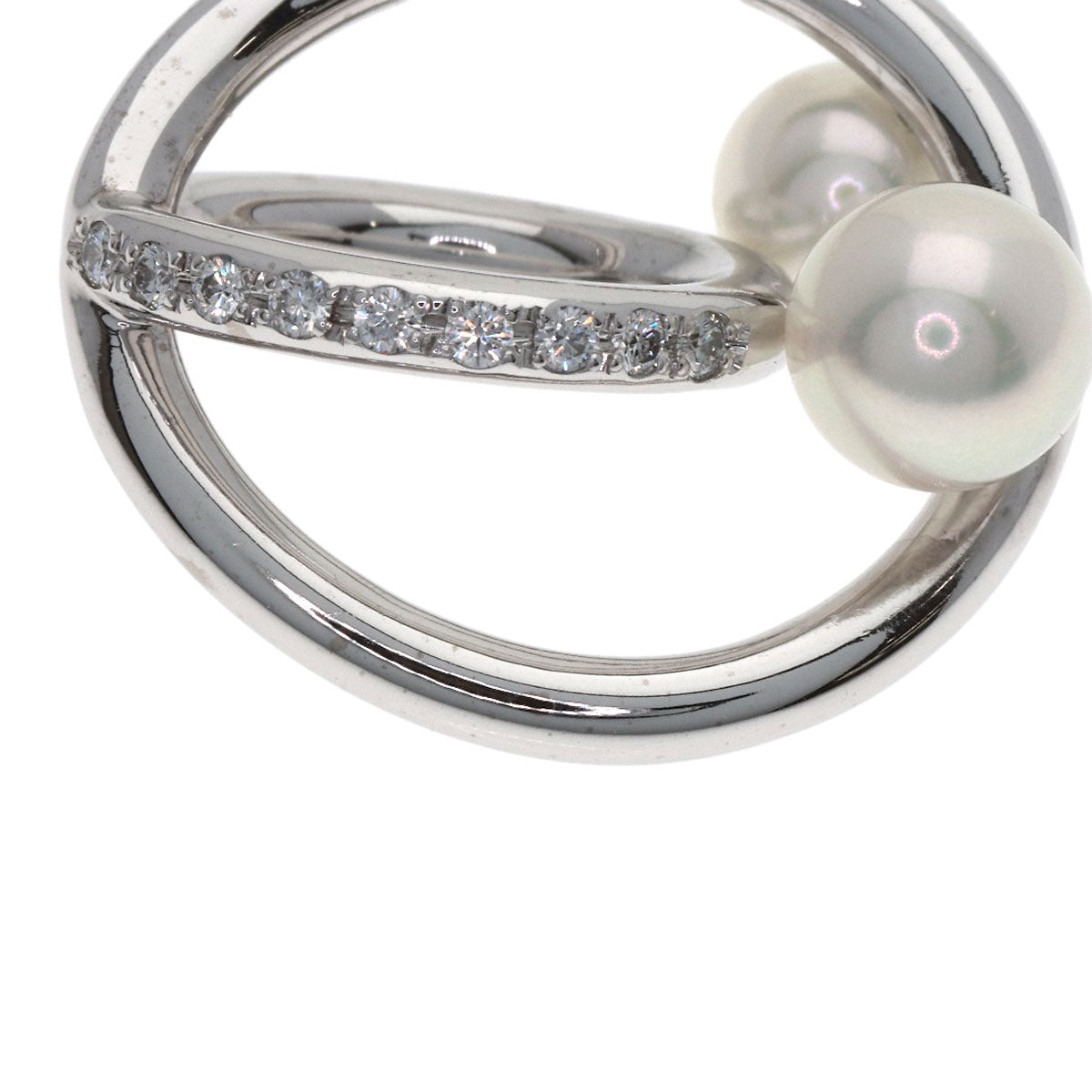MIKIMOTO Pearl Pearl Diamond Pendant top K18 White Gold Ladies [Used]