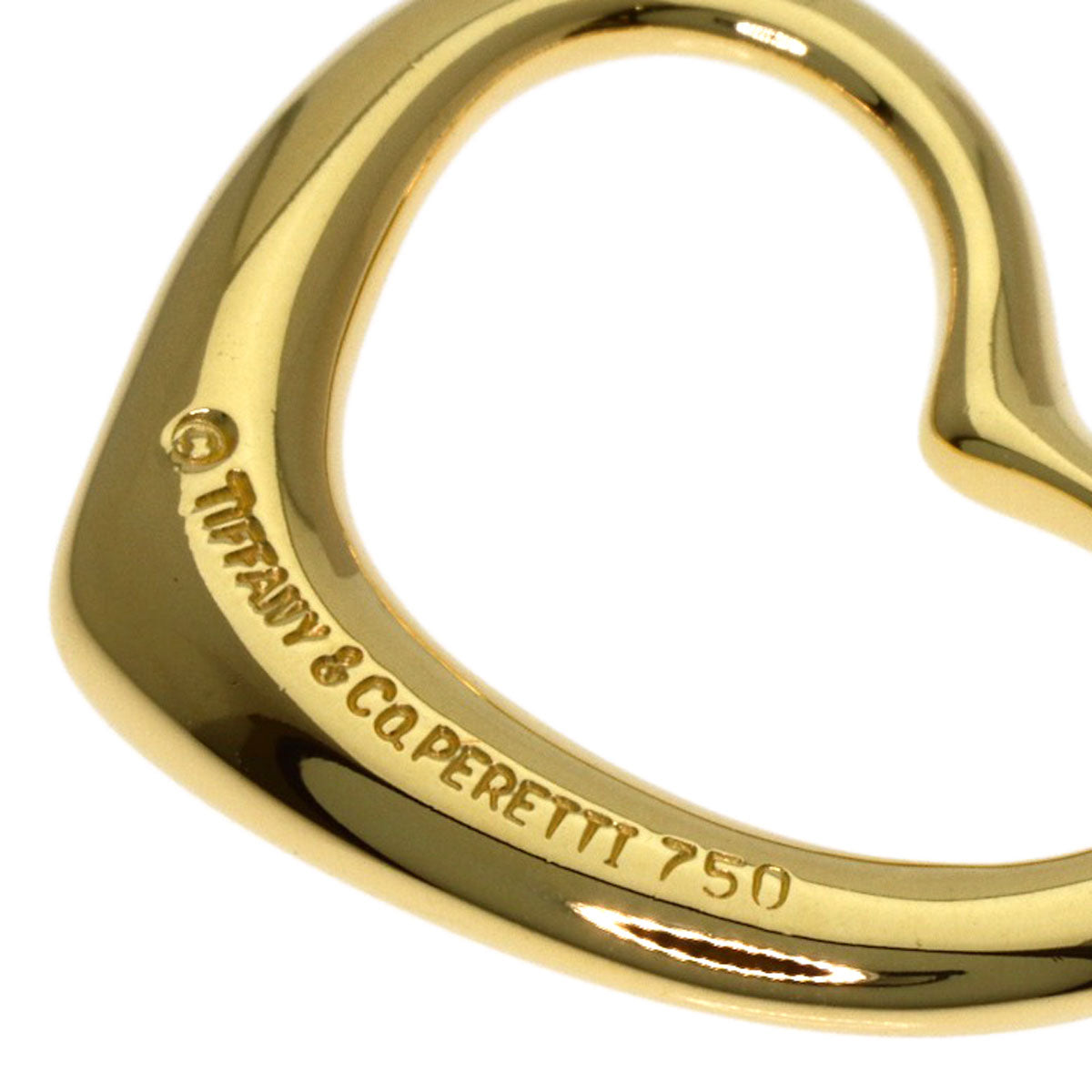 TIFFANY&Co. Open Heart TOP Pendant top K18 Yellow Gold Ladies [Used]