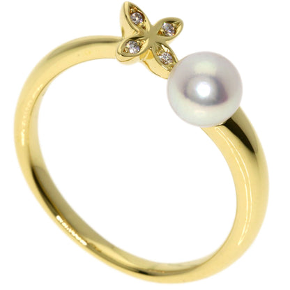 MIKIMOTO Pearl Pearl Diamond Ring K18 Yellow Gold Ladies [Used]