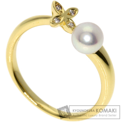 MIKIMOTO Pearl Pearl Diamond Ring K18 Yellow Gold Ladies [Used]