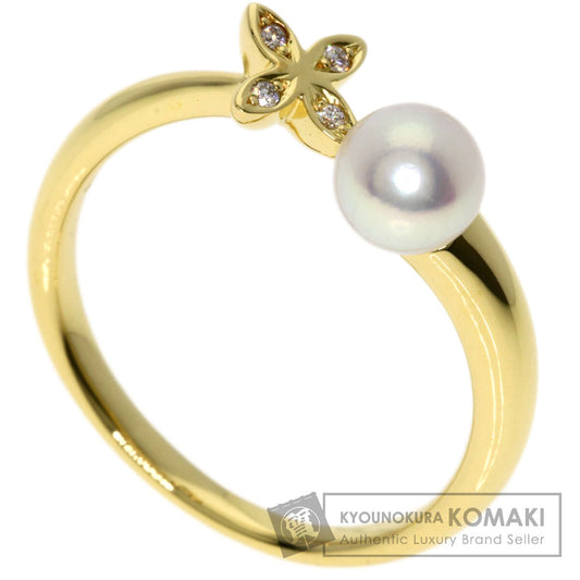 MIKIMOTO Pearl Pearl Diamond Ring K18 Yellow Gold Ladies [Used]