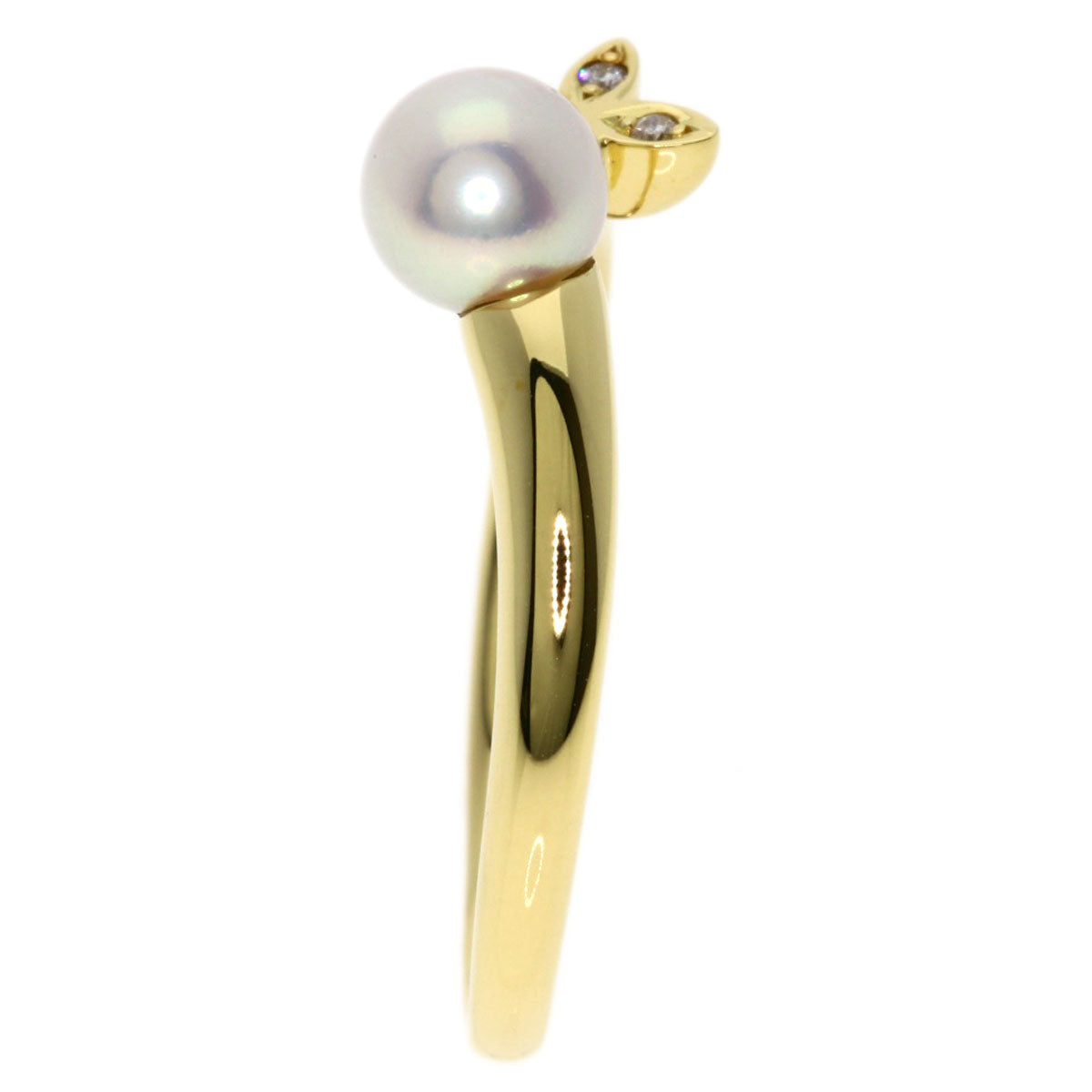 MIKIMOTO Pearl Pearl Diamond Ring K18 Yellow Gold Ladies [Used]