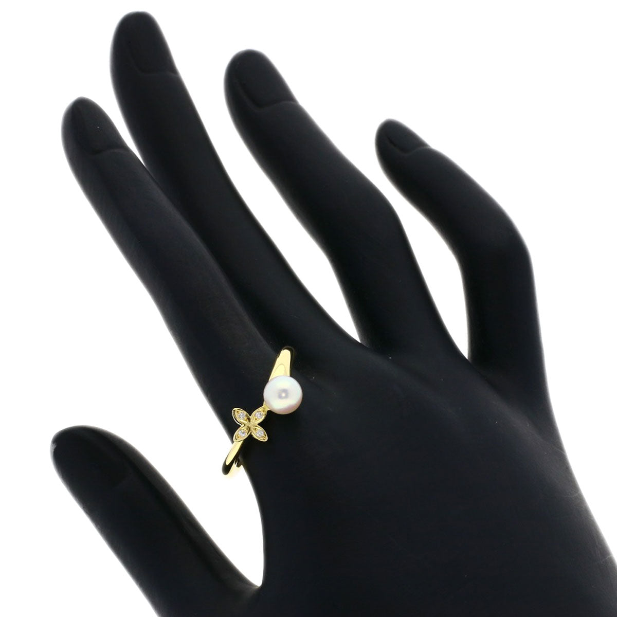 MIKIMOTO Pearl Pearl Diamond Ring K18 Yellow Gold Ladies [Used]