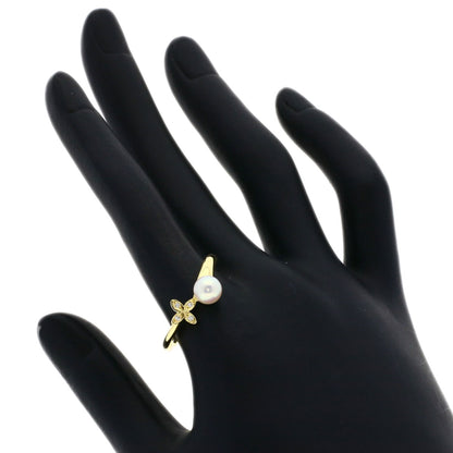 MIKIMOTO Pearl Pearl Diamond Ring K18 Yellow Gold Ladies [Used]