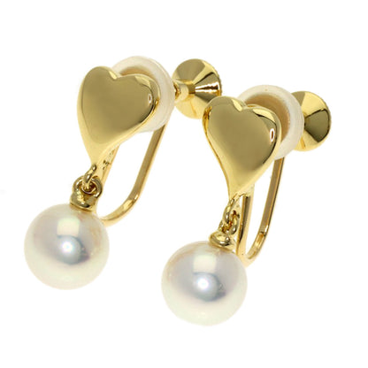 MIKIMOTO Pearl Pearl Heart Earring K18 Yellow Gold Ladies [Used]