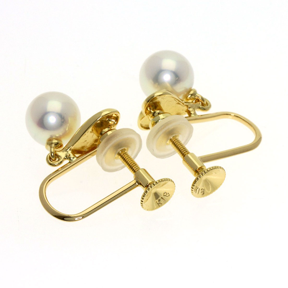 MIKIMOTO Pearl Pearl Heart Earring K18 Yellow Gold Ladies [Used]