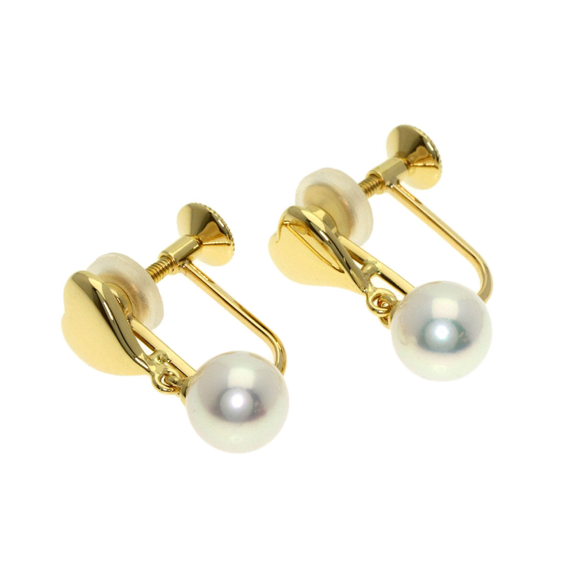 MIKIMOTO Pearl Pearl Heart Earring K18 Yellow Gold Ladies [Used]