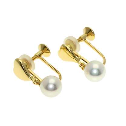 MIKIMOTO Pearl Pearl Heart Earring K18 Yellow Gold Ladies [Used]