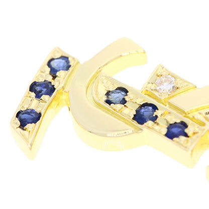 YVES SAINT LAURENT Logo motif sapphire diamond Necklace K18 Yellow Gold Ladies [Used]
