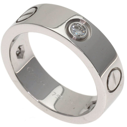 CARTIER love ring half diamond # 51 Ring K18 White Gold Ladies [Used]