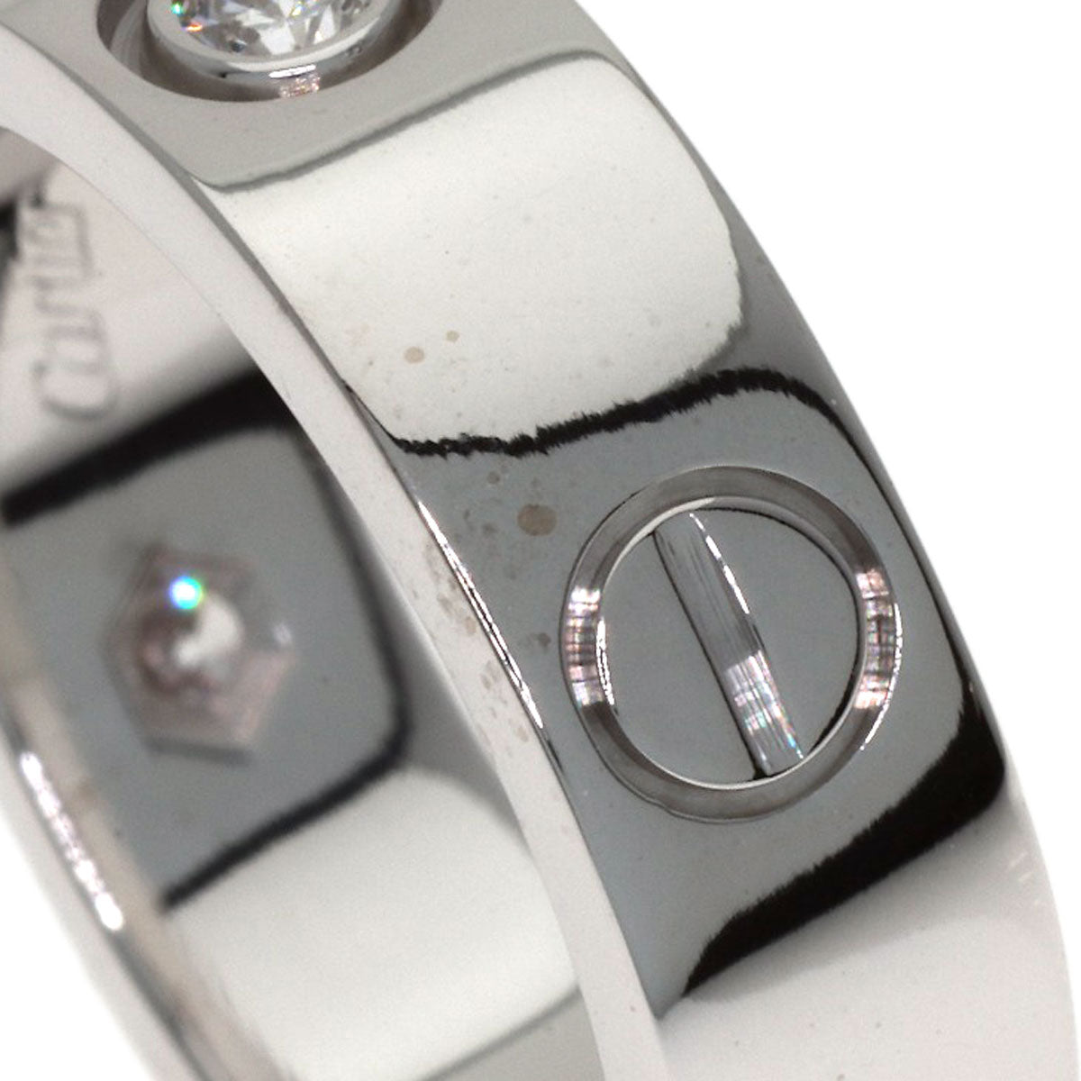 CARTIER love ring half diamond # 51 Ring K18 White Gold Ladies [Used]