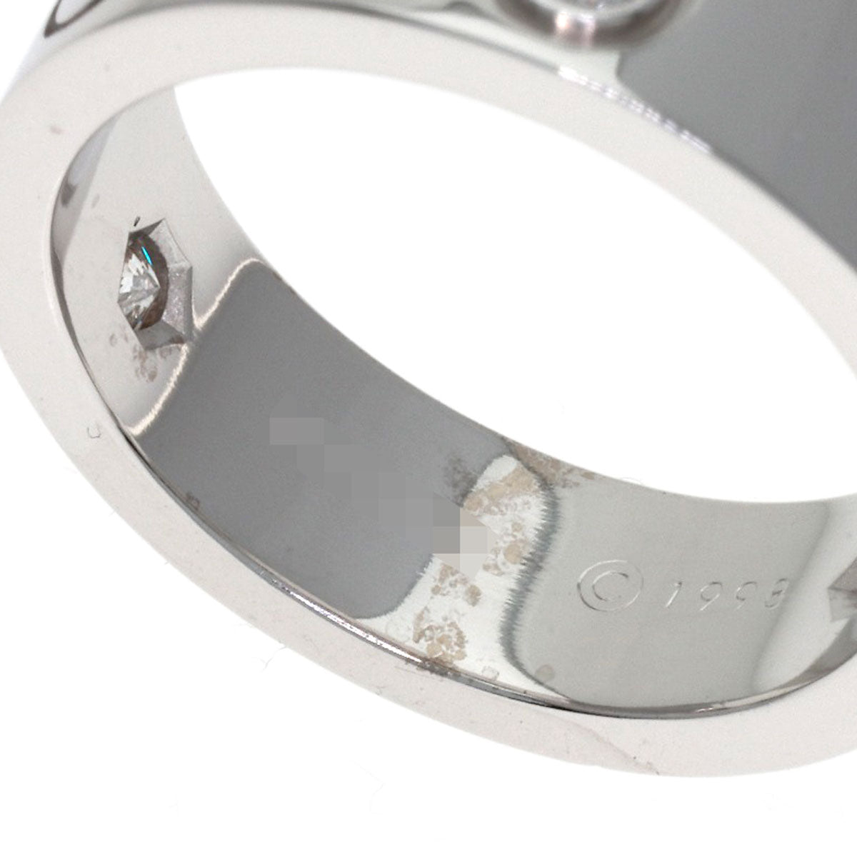 CARTIER love ring half diamond # 51 Ring K18 White Gold Ladies [Used]