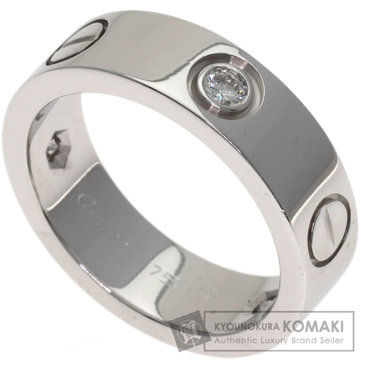CARTIER love ring half diamond # 51 Ring K18 White Gold Ladies [Used]
