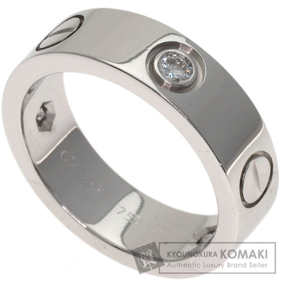 CARTIER love ring half diamond # 51 Ring K18 White Gold Ladies [Used]