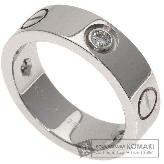 CARTIER love ring half diamond # 51 Ring K18 White Gold Ladies [Used]