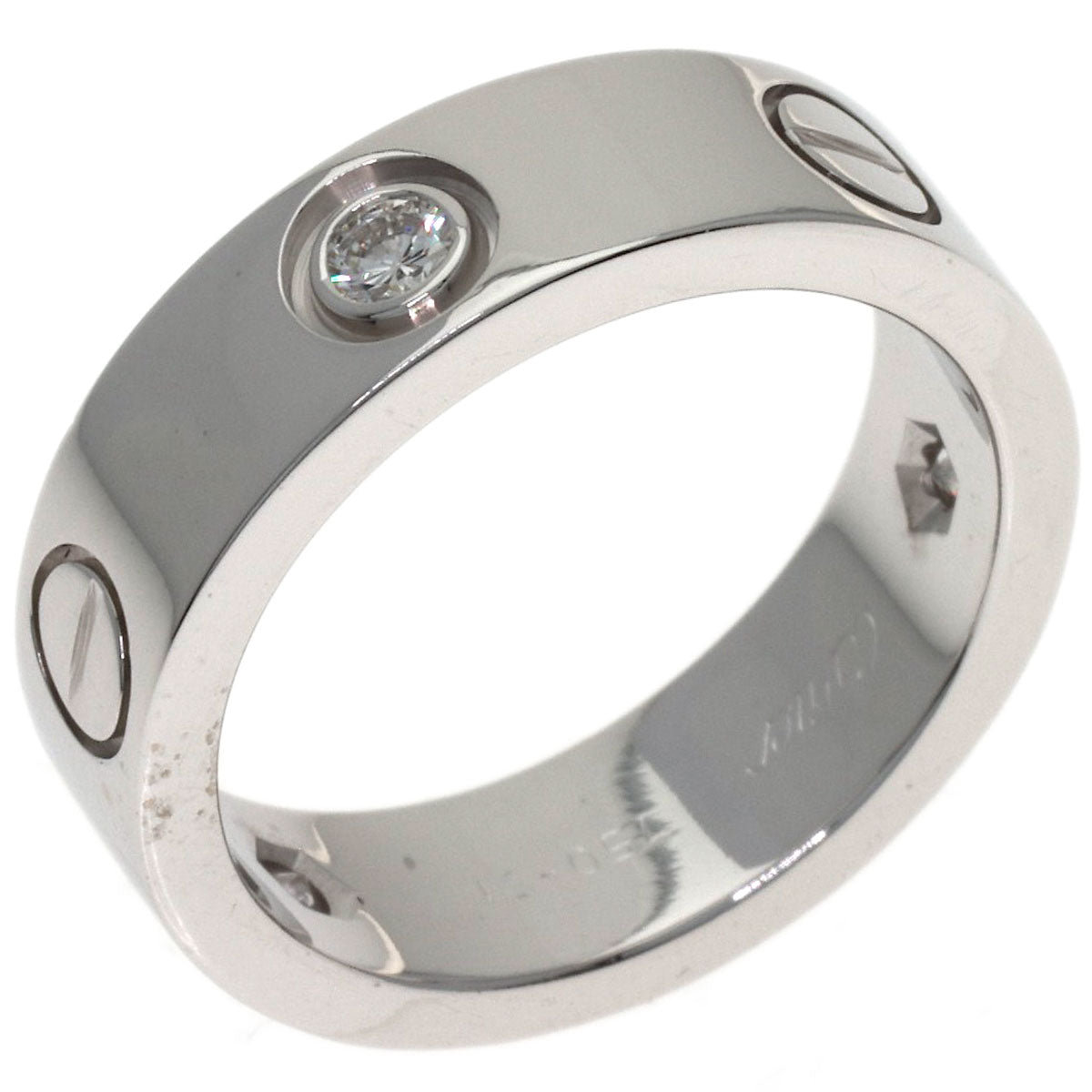 CARTIER love ring half diamond # 51 Ring K18 White Gold Ladies [Used]