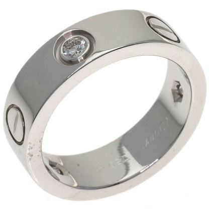 CARTIER love ring half diamond # 51 Ring K18 White Gold Ladies [Used]