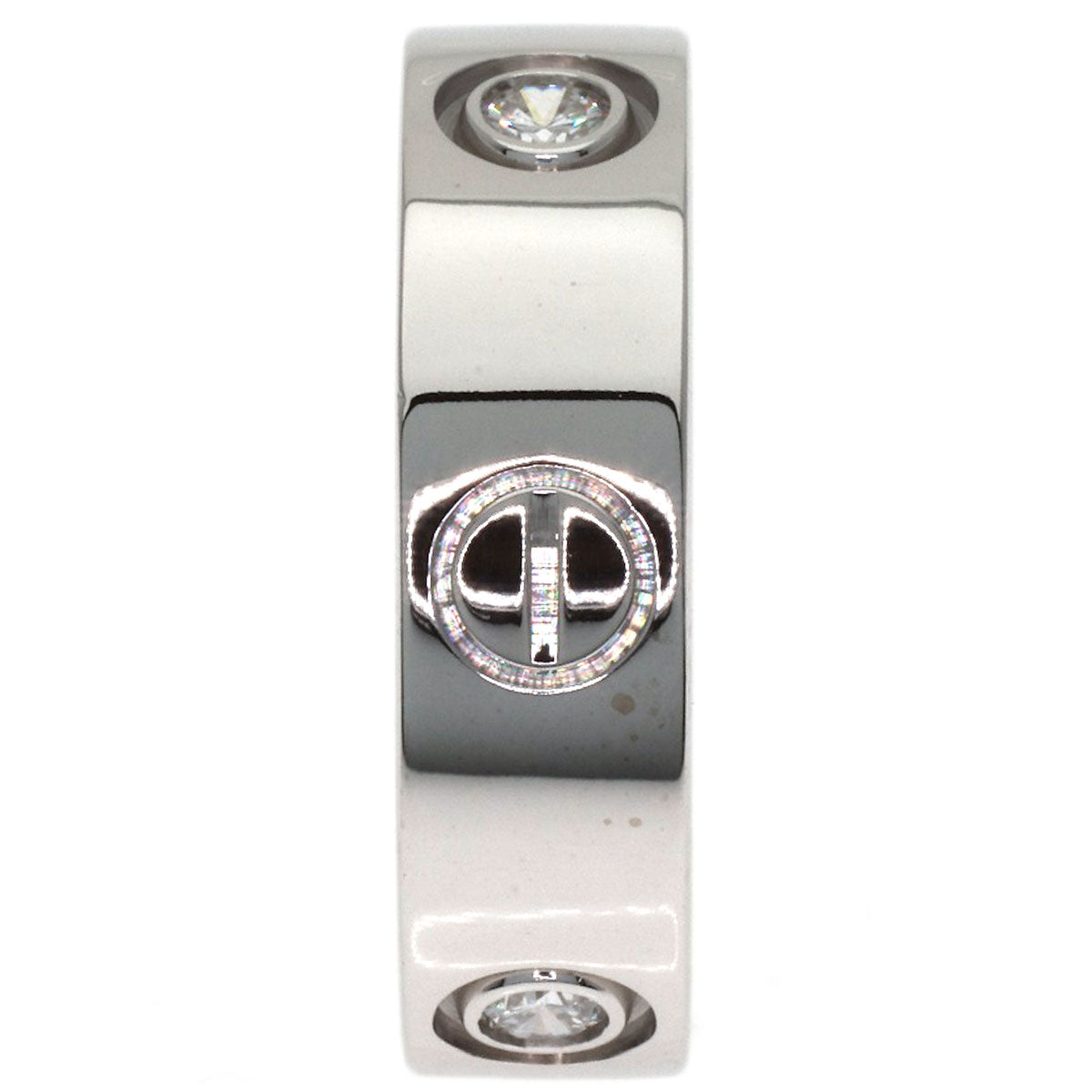 CARTIER love ring half diamond # 51 Ring K18 White Gold Ladies [Used]