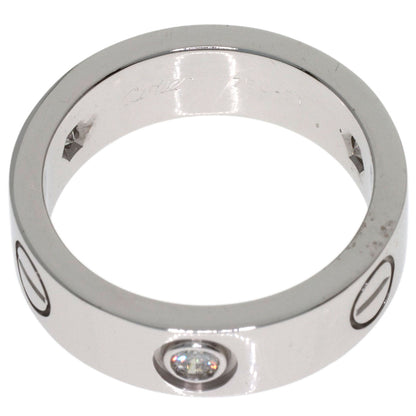 CARTIER love ring half diamond # 51 Ring K18 White Gold Ladies [Used]