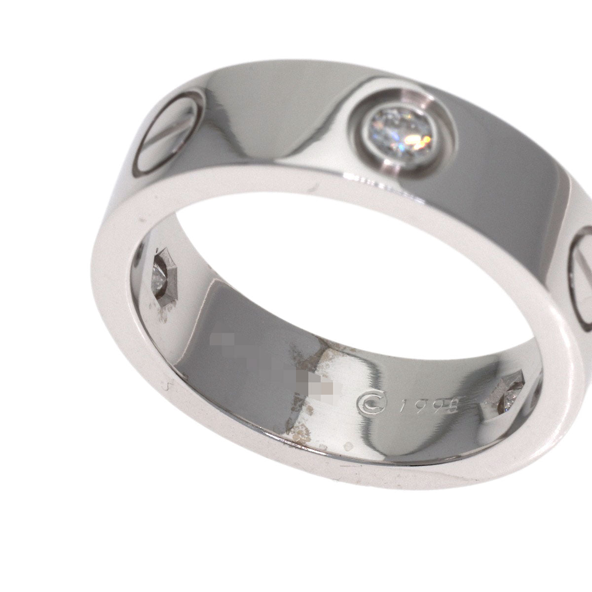 CARTIER love ring half diamond # 51 Ring K18 White Gold Ladies [Used]