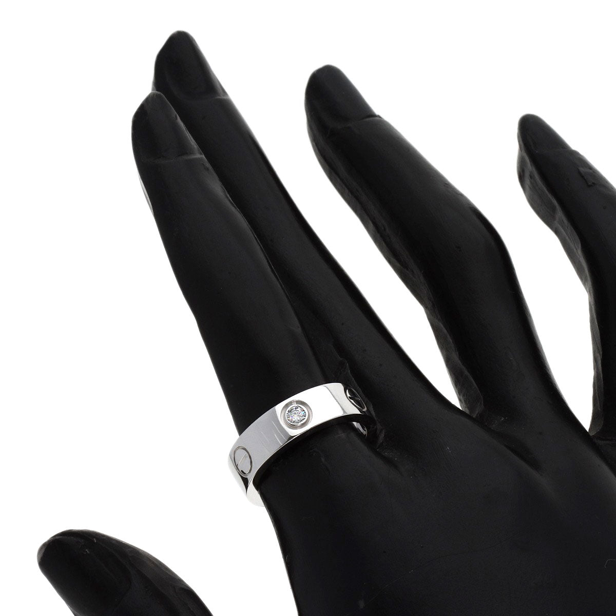 CARTIER love ring half diamond # 51 Ring K18 White Gold Ladies [Used]