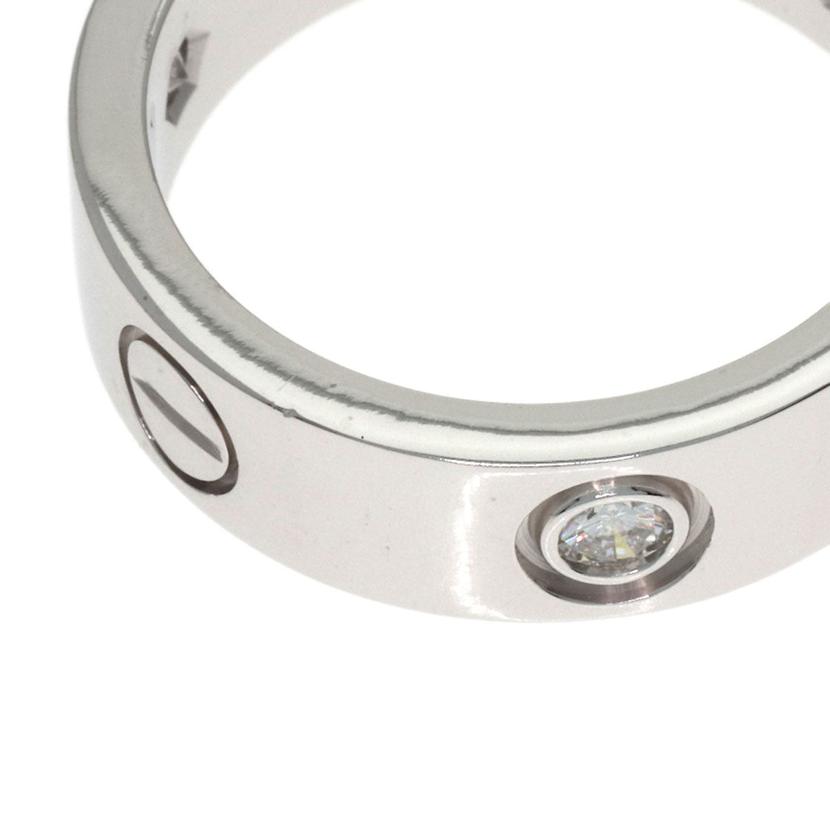 CARTIER love ring half diamond # 51 Ring K18 White Gold Ladies [Used]