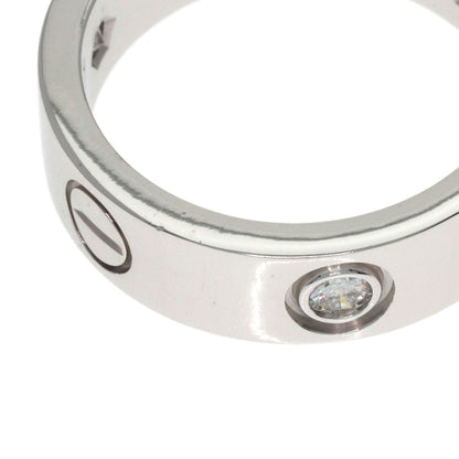 CARTIER love ring half diamond # 51 Ring K18 White Gold Ladies [Used]