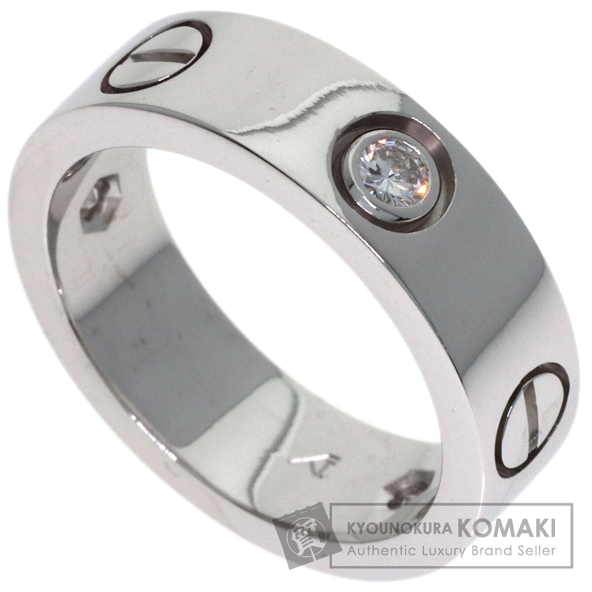 CARTIER love ring 3P Diamond #50 Ring K18 White Gold Ladies [Used]