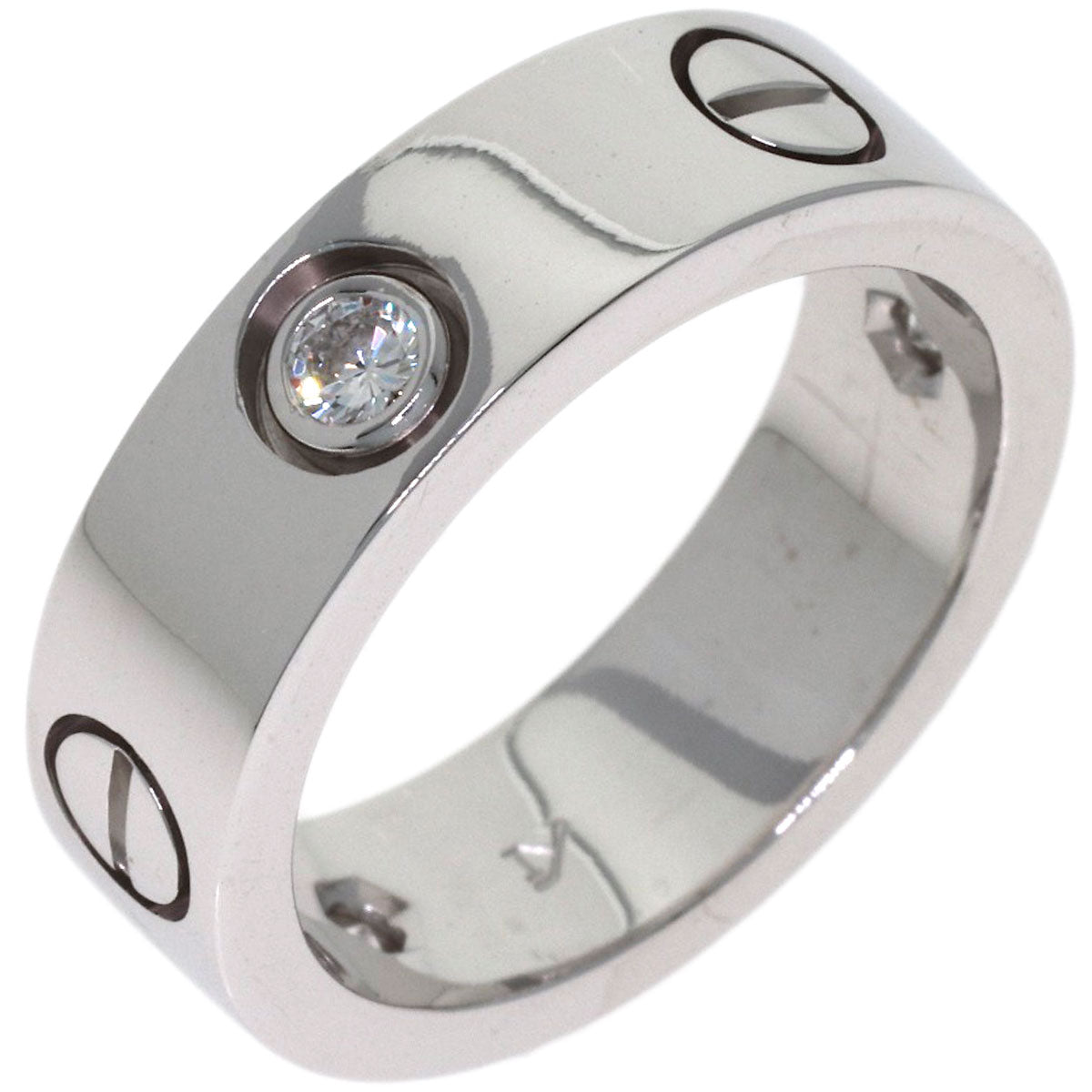 CARTIER love ring 3P Diamond #50 Ring K18 White Gold Ladies [Used]