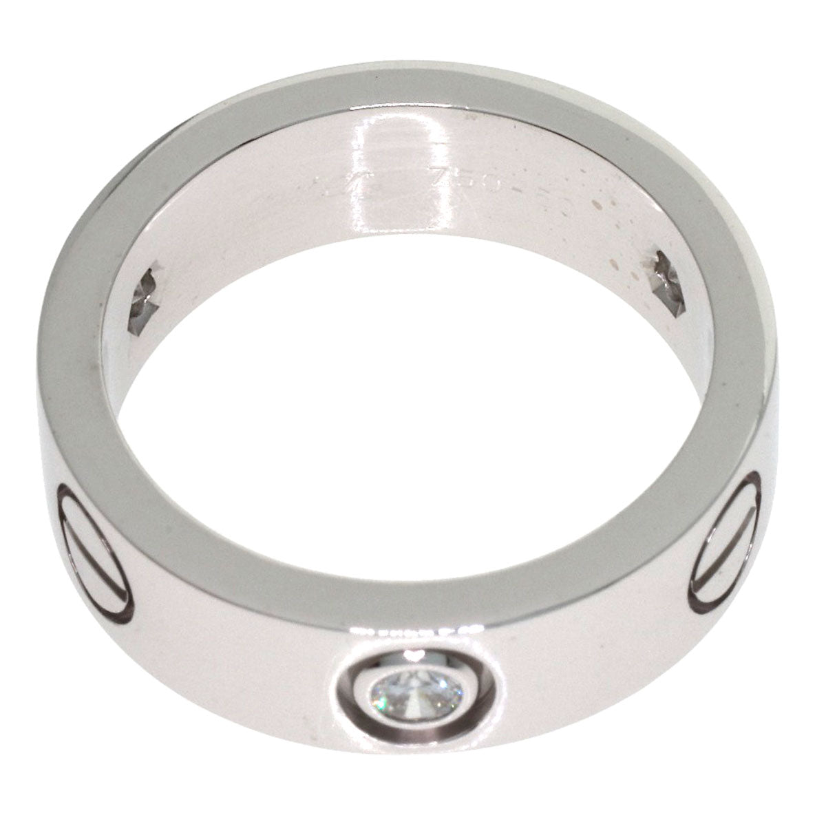 CARTIER love ring 3P Diamond #50 Ring K18 White Gold Ladies [Used]