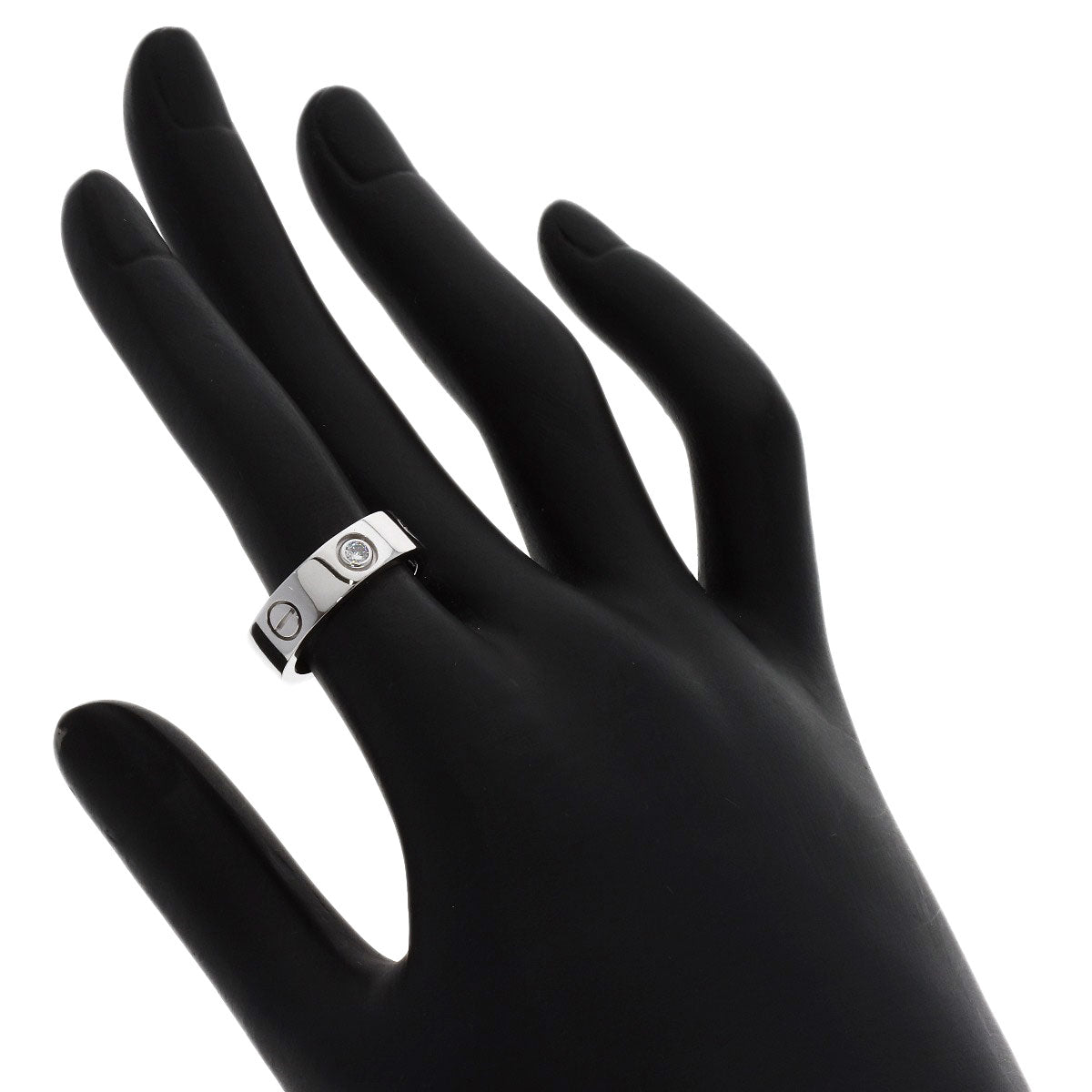 CARTIER love ring 3P Diamond #50 Ring K18 White Gold Ladies [Used]