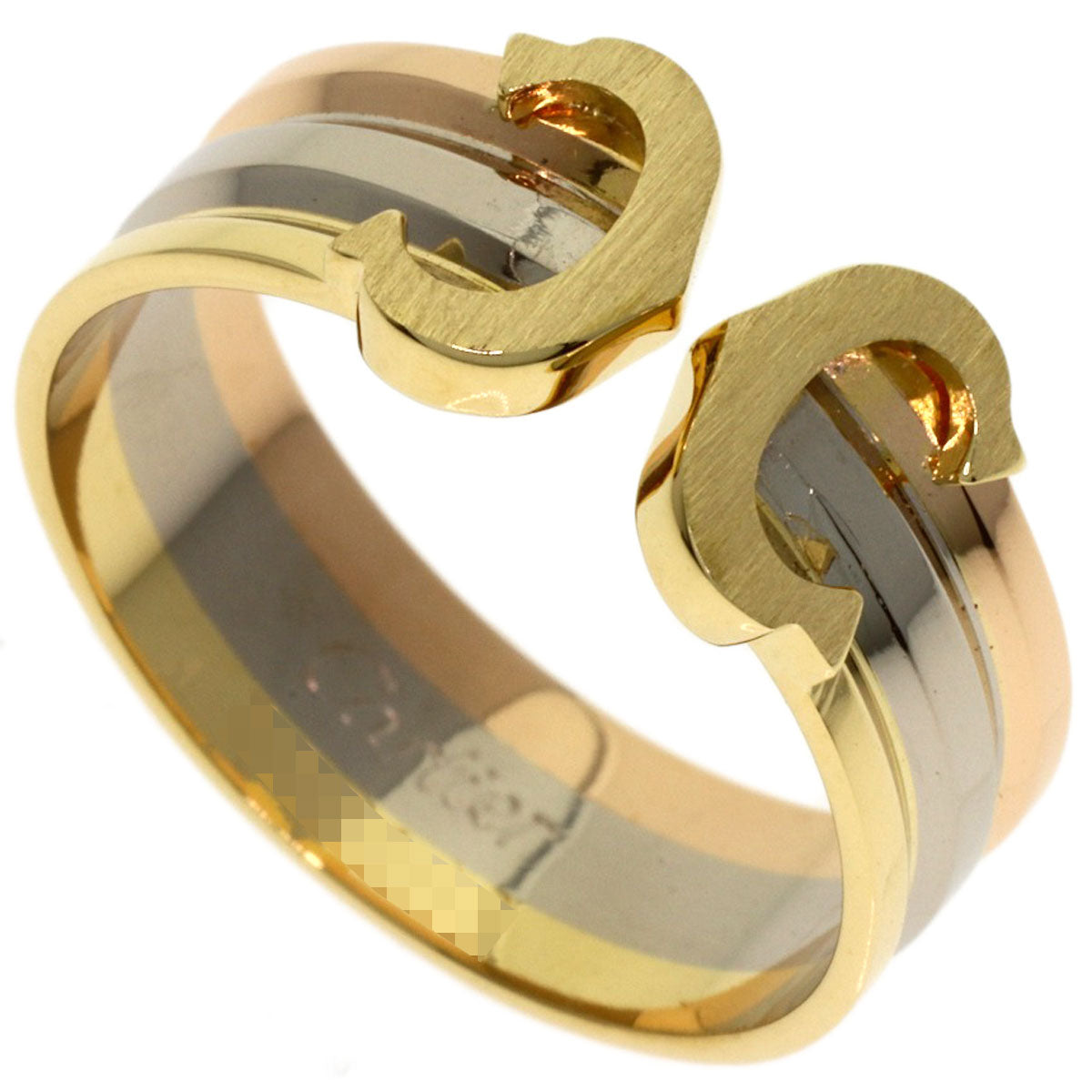 CARTIER 2C Ring SM #50 Ring K18 Yellow Gold K18 White GoldLadies [Used]