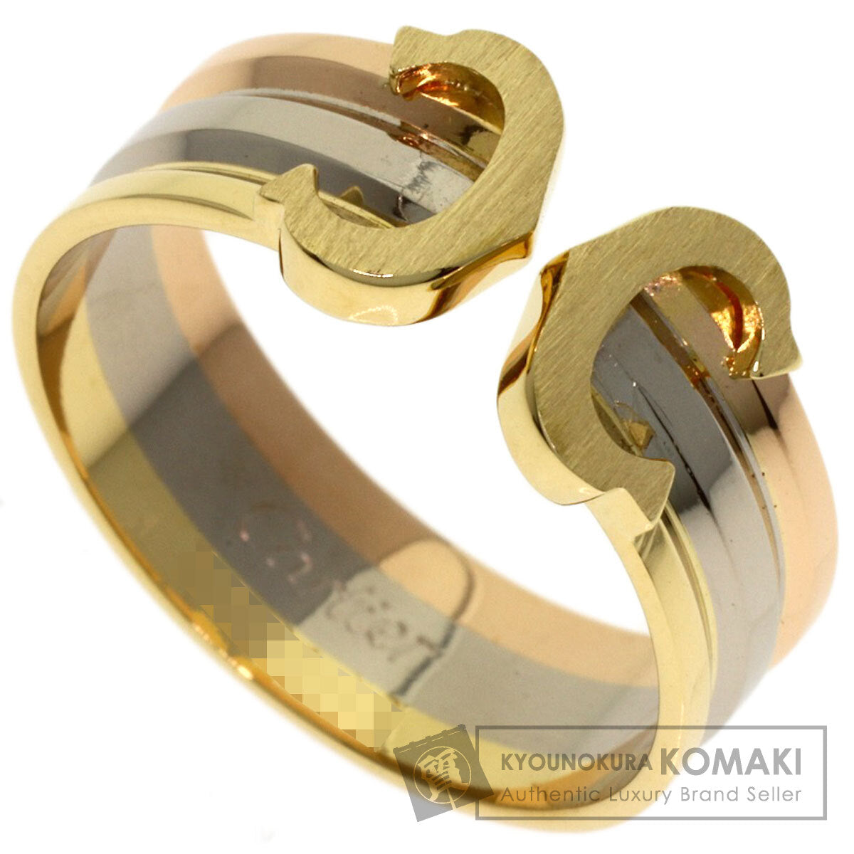 CARTIER 2C Ring SM #50 Ring K18 Yellow Gold K18 White GoldLadies [Used]