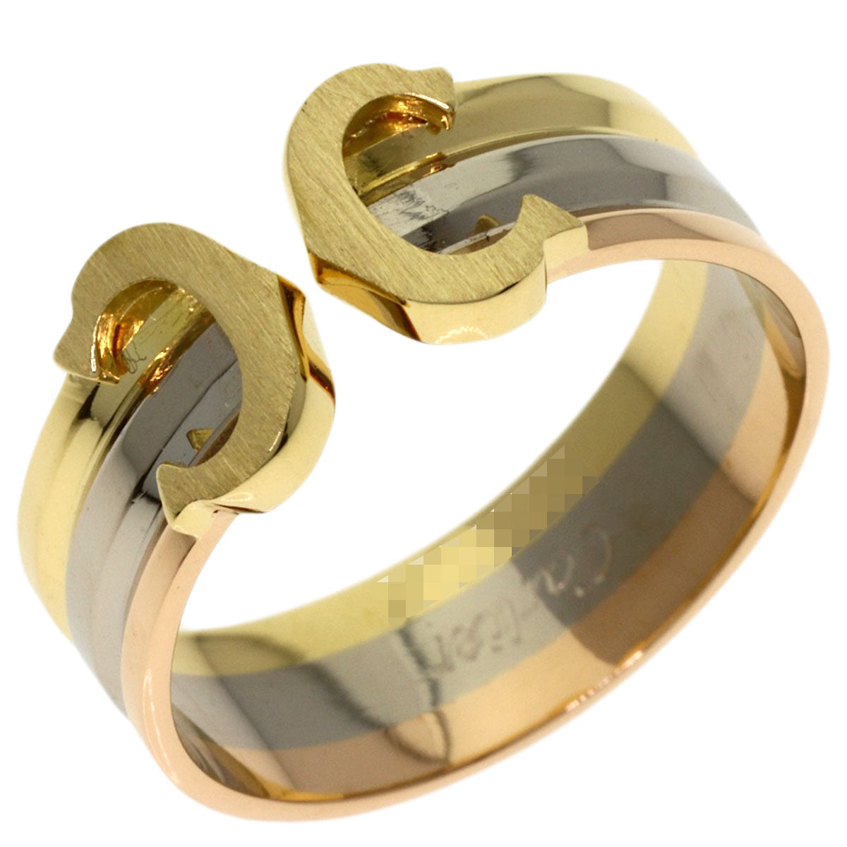 CARTIER 2C Ring SM #50 Ring K18 Yellow Gold K18 White GoldLadies [Used]