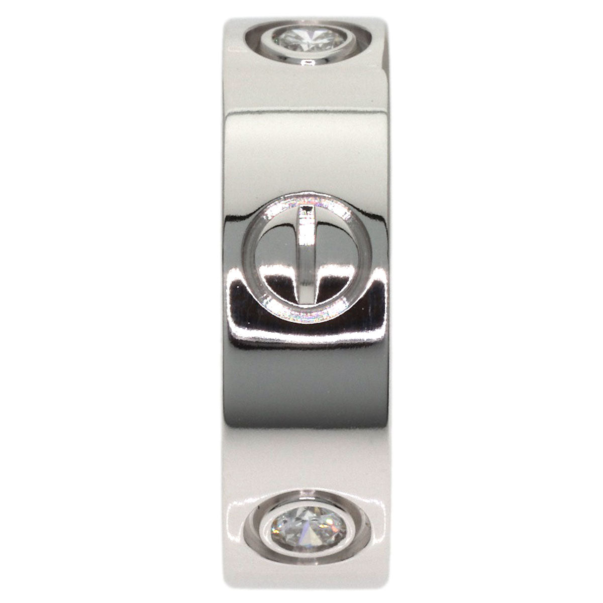 CARTIER love ring half Diamond #47 Ring K18 White Gold Ladies [Used]