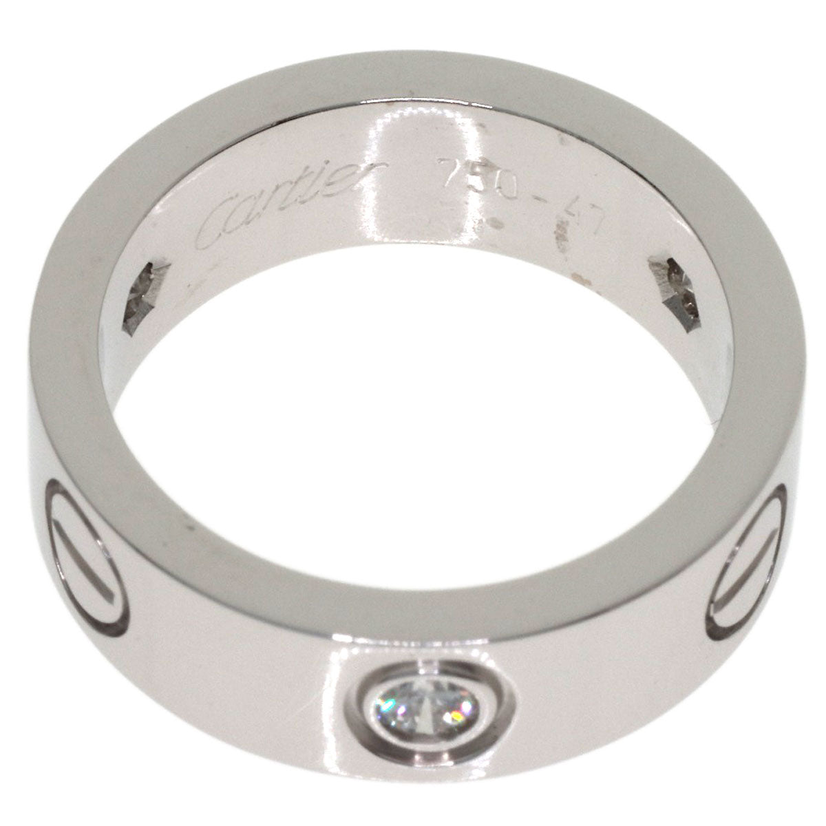 CARTIER love ring half Diamond #47 Ring K18 White Gold Ladies [Used]