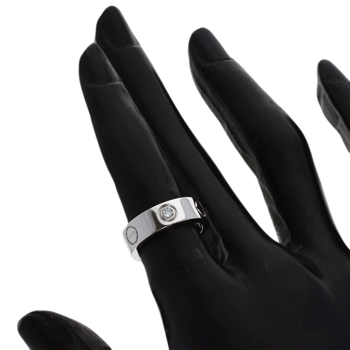 CARTIER love ring half Diamond #47 Ring K18 White Gold Ladies [Used]
