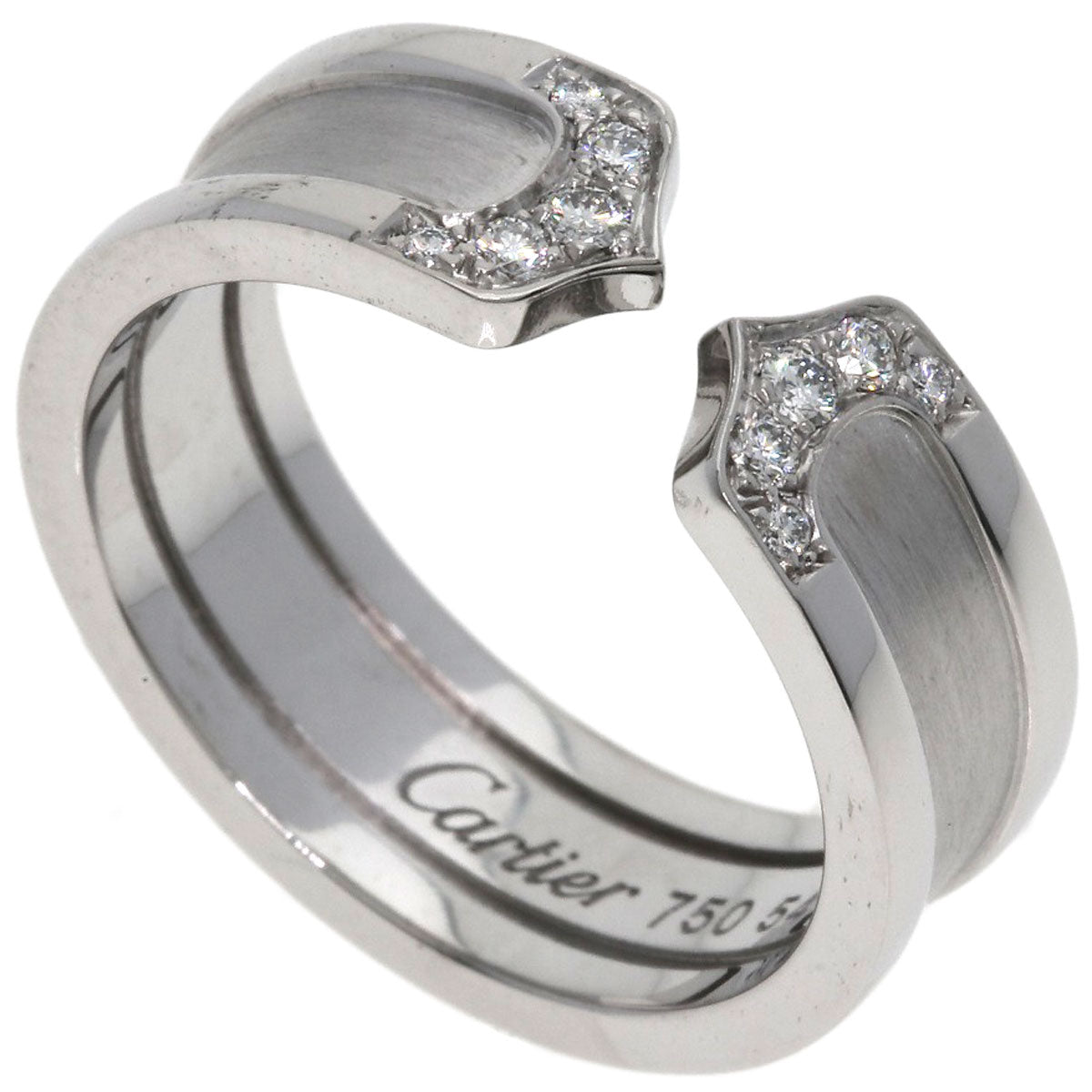 CARTIER C2 Ring Diamond SM #54 Ring K18 White Gold Ladies [Used]